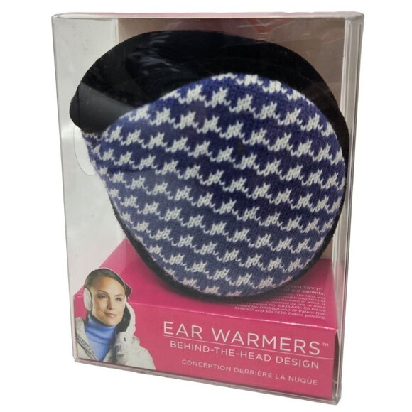 180's Women Ear Warmers Adjustable Behind-The-Head Winter Earmuffs, Houndstooth - Picture 1 of 4